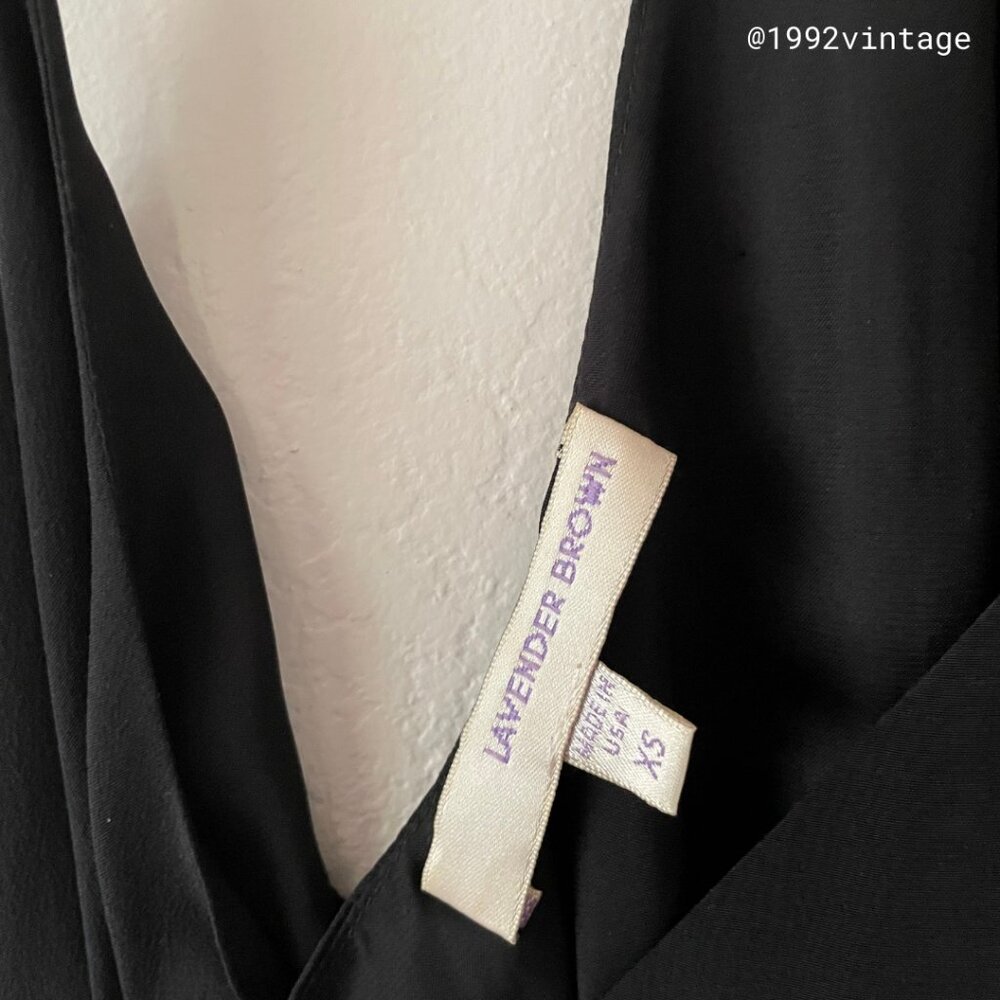VINTAGE 90s Slip Midi Dress Black 100% Silk  | Size XS - Picture 8 of 9